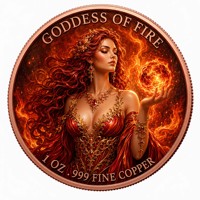 Pièce de monnaie en cuivre pur 999 de 1 oz, série Mythe des Quatre Éléments, déesse en relief 3D, couleur UV, édition collector colorée