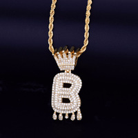 Letras doradas de Hip Hop personalizadas, nombre CZ, colgante de letras ostentosas con collar