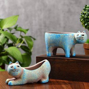 <span class=keywords><strong>Gatito</strong></span> mono cola Cactus carnoso esmaltado cerámica ecológico moderno creativo ligero escritorio <span class=keywords><strong>maceta</strong></span> lindo dibujos animados - Product Image 2