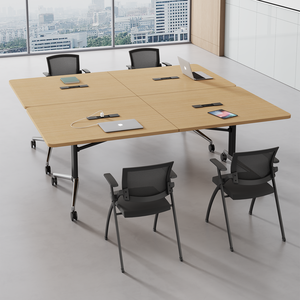 Table de conférence mobile pliable moderne - Bureau de formation modulaire à plateau rabattable avec roulettes pour salle de <span class=keywords><strong>réunion</strong></span> et salle de séminaire - Product Image 4