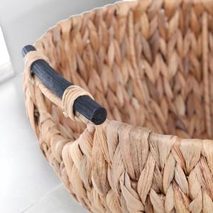 Bol en jacinthe d'eau fait main avec poignées en bois, panier à fruits décoratif tressé, centre de table naturel style bohème pour table à manger - Product Image 5