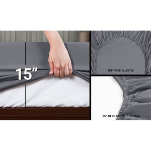 Hiện Đại Hữu Cơ Tre Bộ Đồ Giường Đặt Bốn Mảnh Vua Kích Thước Tấm Và Được Trang Bị Tấm Dệt In Chắp Vá Thiết Kế Cho Nhà Hoặc Khách Sạn - Product Image 3