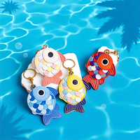 Porte-clés en cuir poisson-clown mignon, porte-clés personnalisé en cuir avec dragonne et breloque de sac, cadeau artisanal fait main
