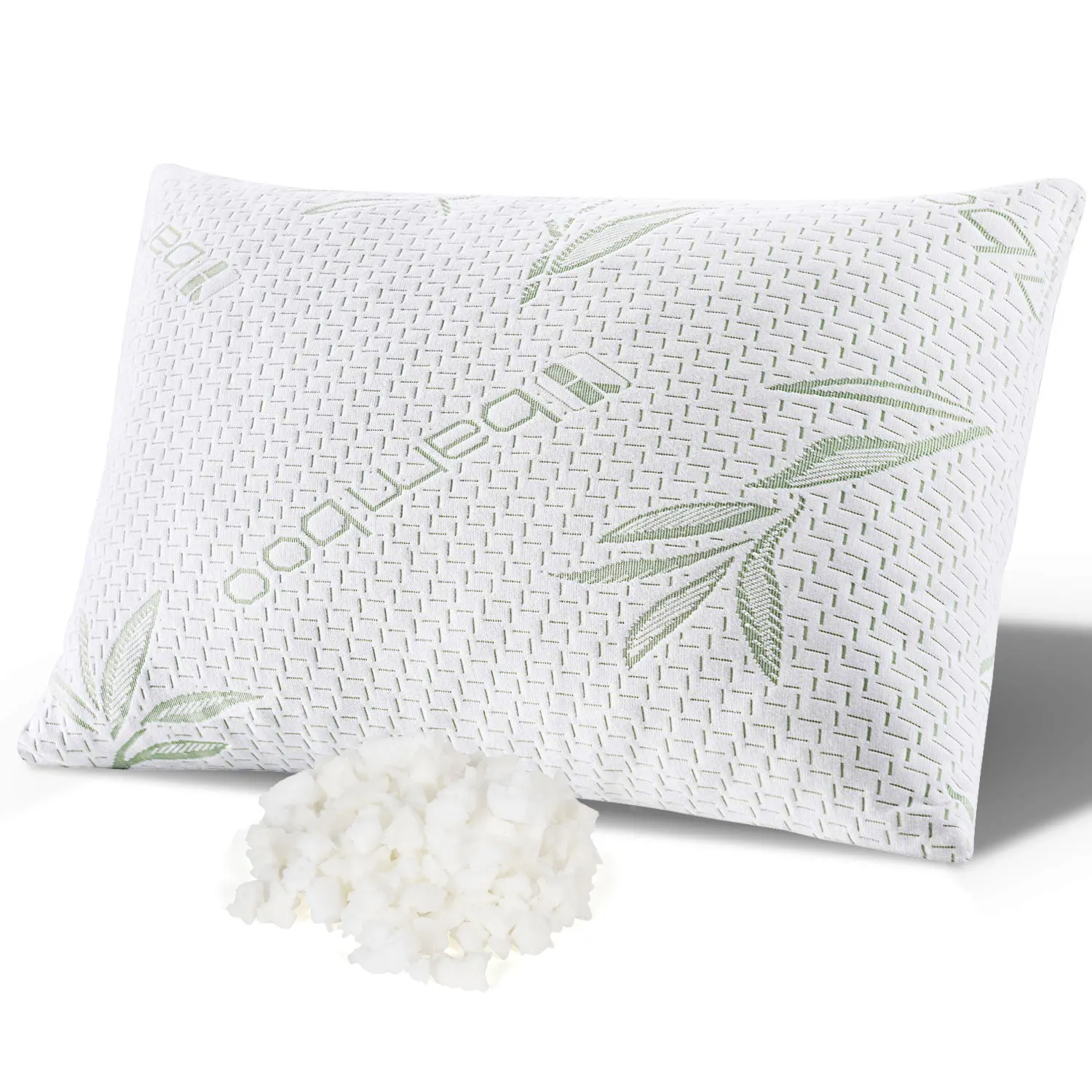 Premium Bamboo Bed Pillow Shredded Memory Foam King Size Pillow for Sleeping