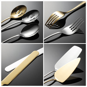 Juego de cubiertos de metal al por mayor, espátula de acero inoxidable para pasteles, colador de sopa, Cucharas, tenedores, juegos de cubiertos - Product Image 5