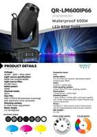 Projecteur de scène extérieur 600W LED Beam Spot Wash IP66 pour événements extérieurs, projecteur LED Movinghead