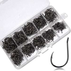 Ise-Ni Fishing Hooks 3-12# High Carbon Steel 500pcs <b>Boxed</b> Freshwater Fish <b>Tackle</b> Hook Set For Lake Fishing - Product Image 1