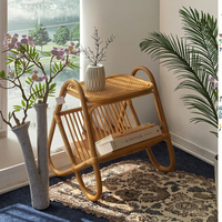 Petite table basse nordique moderne Design d'angle créatif avec meubles de ferme simples en rotin véritable durable pour salon
