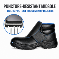 Bottes de sécurité de soudage mi-montantes antistatiques résistantes à la chaleur, avec embout en acier et protection anti-perforation, en cuir pleine fleur, pour usage industriel