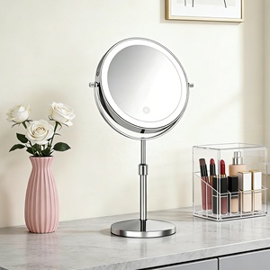 <span class=keywords><strong>Miroir</strong></span> cosmétique éclairé rechargeable à hauteur réglable double face 1x/10x grossissement 3 couleurs de luminosité réglables rotation à 360 degrés - Product Image 1