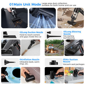 เครื่องดูดฝุ่นในรถยนต์แบบพกพาขนาดเล็ก 16000Pa แรงดูดสูง แบตเตอรี่ 4000mAh มอเตอร์ไร้แปรงถ่าน ABS ช่องเสียบ USB-Type-C หัวดูด 5 แบบ ใช้งานได้นาน 20 นาที - Product Image 6