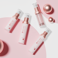 Livraison rapide, flacon pompe sans air en plastique rond rose, finition mate givrée, emballage pour crème de soin de la peau, utilisation cosmétique