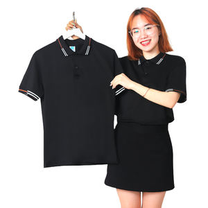 Professional <b>Black</b> Polo Tee Contrast Trim Collar and Cuff Soft Breathable <b>Fabric</b> Perfect for Events Staff or Corporate Use - Product Image 2