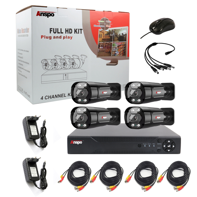 4CH AHD Security Camera System 5MP Analog CCTV Camera Kit H.265 4CH DVR Full Color TVI Camera Security