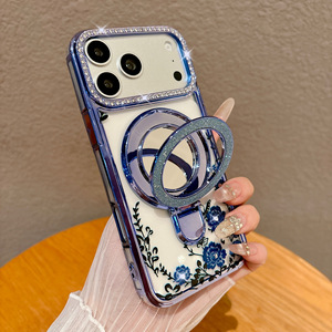 Custodia per telefono magnetica con glitter elettroplaccato effetto diamante e specchio per iPhone 14 15 16 17 Pro Max - Product Image 2