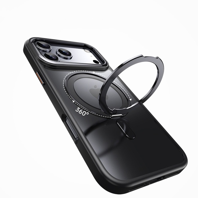 For iPhone 17 Pro Max 360 Rotating Bracket Magnetic Phone Case for iPhone 17Air 15 16 Matte Phone Protection Cover
