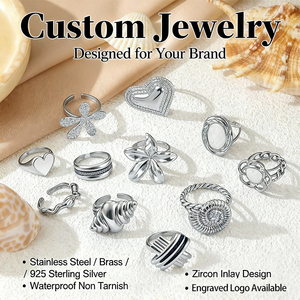 Bague ajustable Mosen Jewelry plaquée <span class=keywords><strong>or</strong></span> <span class=keywords><strong>blanc</strong></span> 18 carats, motif coquillage romantique, fleur de mer, bijoux étanches en gros - Product Image 1