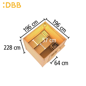 Sauna Clásica Exterior para 4-6 Personas con Cedro Rojo Occidental, Sauna Exterior de Forma Cuadrada - Product Image 3