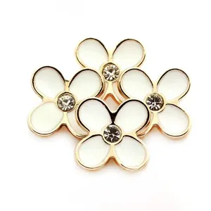 Women's Coat Shirt Cardigan Sweater Buttons with Diamond Four-Leaf Clover round Metal Buttons Wholesale