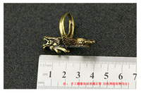 Bague en laiton vintage créative CA328 pour homme, en cuivre pur massif, tête de dragon miniature imposante