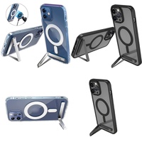 Casing Magnetik Tipis Anti Benturan dengan Penyangga untuk iPhone 11 12 13 14 15 16 Pro Max 17 Air Plus, Penutup Ponsel dengan Holder