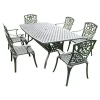 Muebles para exteriores de aluminio fundido, conjunto de muebles de jardín y Patio con nudo, conjunto de comedor de 6 plazas