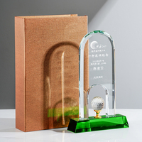 Trophée de golf en cristal personnalisé en gros, figurine de golfeur 3D dorée gravée, prix de tournoi, cadeau de championnat sur mesure
