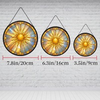 Attrape-soleil artistique en verre, décoration suspendue pour fenêtre en vitrail, rayon de soleil doré, bleu ambre arc-en-ciel
