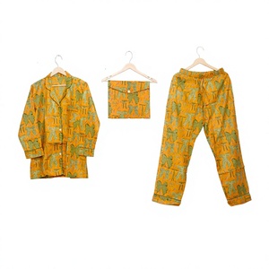 Conjunto de Pijama Elegante de Lujo para Mujer, 100% Algodón de Alta Calidad, Camisa y Pantalones Suaves, Ropa de Dormir con Cintura Elástica y Largo Completo - Product Image 1