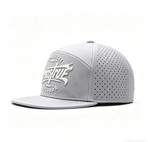 Custom Embroidered <b>Flat</b> Bill Perforated Breathable 7 Panel Baseball <b>Hat</b> Laser Cut Holes <b>Hat</b> Unisex Adjustable Golf <b>Hat</b> - Product Image 2