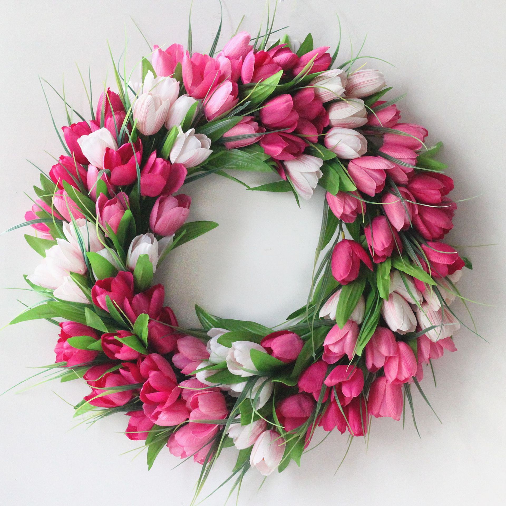Couronne De Porte Printemps Pivoines - 17,72 Pouces - Fleurs Artificielles Soie - Décoration Maison