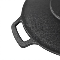 Poêle Wok Coréenne en Fonte pour Barbecue, Double Plaque de Cuisson Écologique, Accessoire pour Cuisinière à Induction, Compatible 32/34cm, Huile Végétale