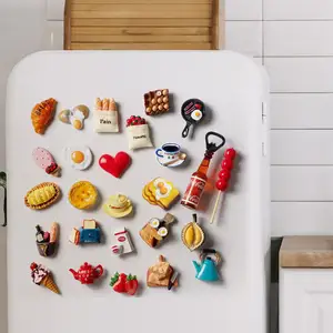 Hàn Quốc tủ lạnh Sticker nhựa 3D Stereo tủ lạnh nam châm dễ thương trang trí bánh mì buổi chiều trà nhà bếp thực phẩm Nam châm