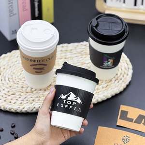 Manchons en papier ondulé jetables à double paroi avec logo personnalisé, isolés pour les boissons chaudes/froides, pour le café - Product Image 2