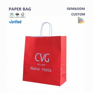 Customized Logo <b>Biodegradable</b> Recyclable Kraft Paper Tote Bag With Handle for Retail <b>Packaging</b> Shampoo Skin Care - Product Image 1
