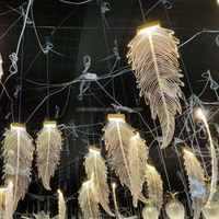 Nouvelle Arrivée Lustre LED 5 Têtes en Forme de Plume, Acrylique Transparent, Métal, Lampe Suspendue, Design Détachable Professionnel, Mariage