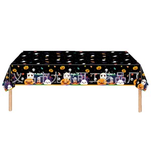 Halloween Theme <b>Paper</b> Plates Cups <b>Tablecloth</b> Set Black Disposable Party Supplies For Halloween Scene Decoration - Product Image 2