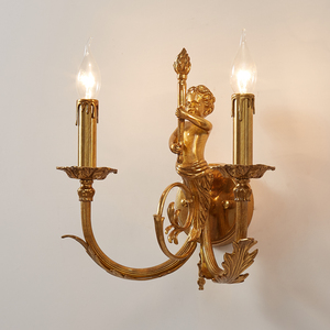 Lámpara de pared de Ángel de lujo personalizada, lámpara de Noche Europea retro pastoral para Villa, sala de estar, dormitorio, candelabro de latón francés de lujo - Product Image 5