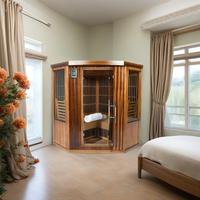 Sauna de Cedro Rojo Sólido para 4 Personas, Diseño Moderno Rio Grande, Bajo EMF, Infrarrojo Lejano, Vapor Seco, Terapia de Luz Roja, Ecológica, 9kw