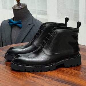 Vente en gros usine : Chaussures de mariage pour hommes en cuir de vachette pleine fleur, formelles, à semelle épaisse et rehaussante, toutes saisons - Product Image 5