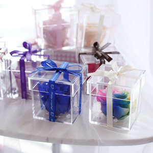 Eternal Flower <strong>Box</strong> <strong>Preserved</strong> Clear <strong>Acrylic</strong> <strong>Single</strong> <strong>Preserved</strong> <strong>Rose</strong> Flower <strong>Box</strong> for Enchanted Forever <strong>Preserved</strong> <strong>Rose</strong> - Product Image 5