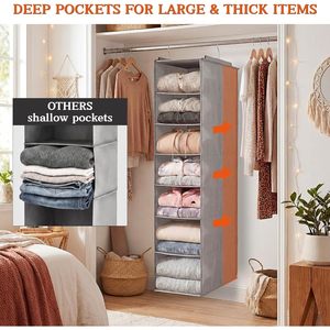 Home Hanging Closet Organizer 8 Tier Adjustable <b>Storage</b> For Bedroom Clothing Non Woven Fabric Hook Type - Product Image 3