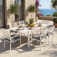 Ensemble de salle à manger extensible moderne pour l'extérieur, 7 pièces, structure en aluminium thermolaqué, table et chaises extensibles pour villa, jardin, parc