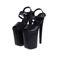 Escarpins sexy à plateforme imperméable de 23 cm avec bout ouvert, semelle extérieure en caoutchouc, doublure en peluche courte artificielle, pour boîte de nuit, défilé et pole dance