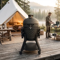 AUPLEX AU-22 Parrilla de Carbón Cerámica Premium de 22 Pulgadas con Forma de Barbacoa, Componentes de Acero, Seguridad contra Llamas, Superficie Antiadherente, Acabado Mate