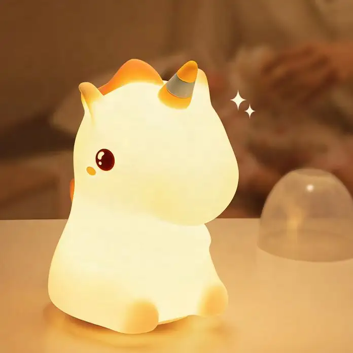 Smart USB LED Motion Sensor la lampada per bambini accompagna la luce per dormire Rainbow Unicorn Silicone Light Night