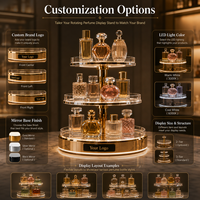 Support rotatif pour parfums avec éclairage LED et base miroir 360° °   Présentoir rotatif personnalisé avec logo pour comptoir de beauté