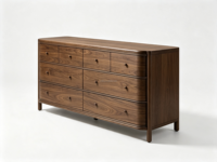 Commode à 8 tiroirs FERLY style Californie, finition bois, meuble de rangement pour chambre à coucher