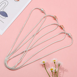 Collana Unisex Elegante e alla Moda in Argento Sterling 925 Placcato con Catena a Osso di Serpente e Perla, 46cm, Vendita all'Ingrosso - Product Image 5