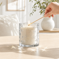 Porte-bougie votif en verre transparent esthétique simple avec motif étoilé pour projet de design d'intérieur et décoration intérieure